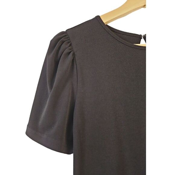 Express Black Puff Short Sleeve Chiffon Blouse Top With Keyhole Back Size S - Picture 5 of 10